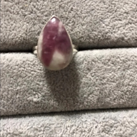 New Sterling Silver Teardrop Pink Tourmaline in Quartz Ring Size 8.5-8.75 Gem - Picture 7 of 16